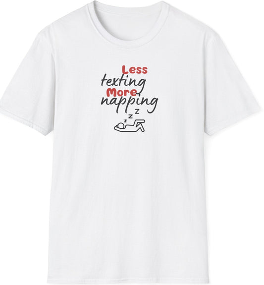 Funny Softstyle T-Shirt: Texting Napping